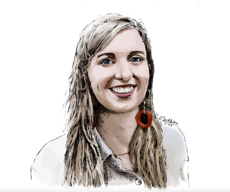 Handgezeichnetes Porträt von Marianne Förster - Beispiel einer handgezeichneten Illustration von Beckhaus Design